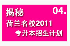 揭秘荷蘭名校2011專升本招生計(jì)劃